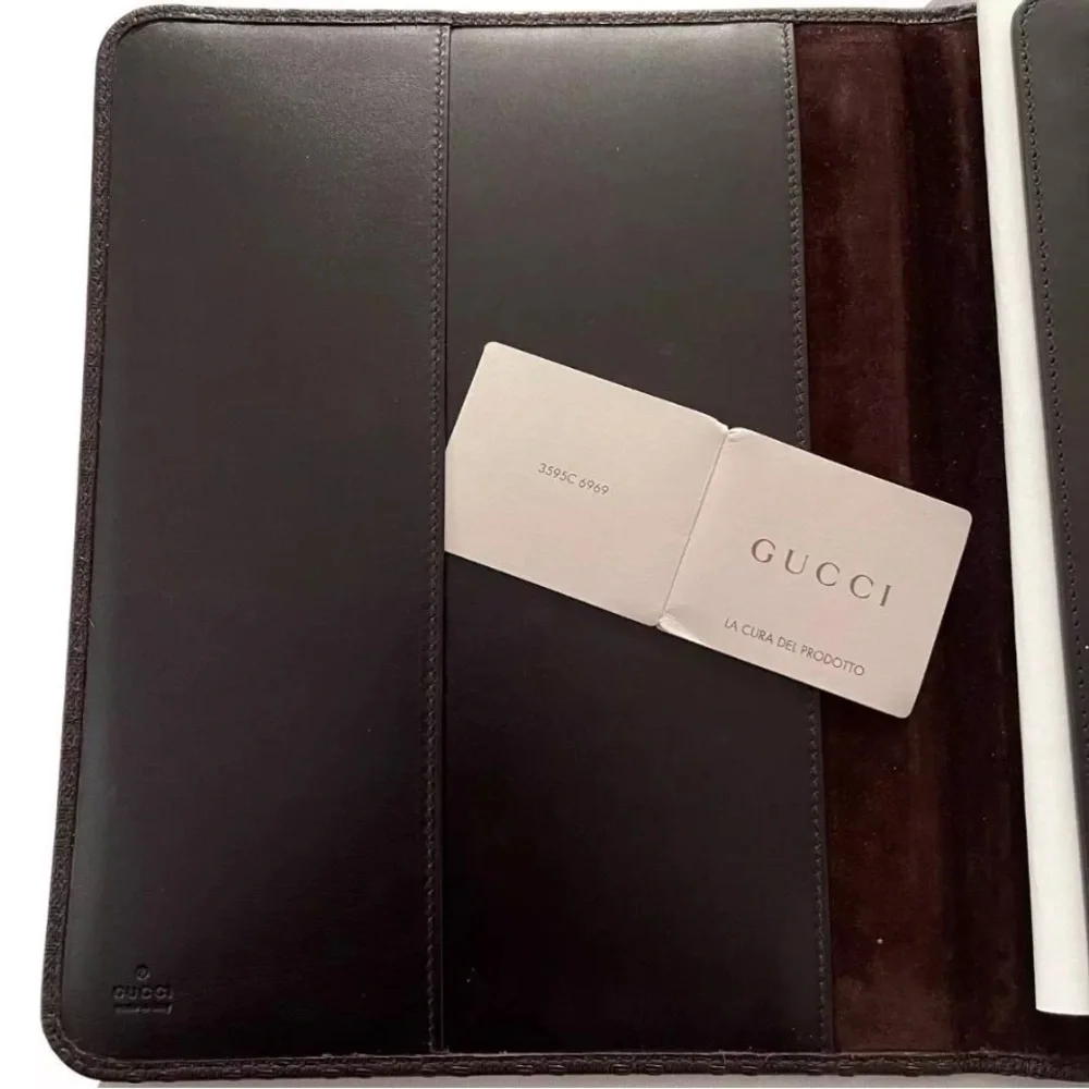 GUCCI Lux Diamante iPad Tablet Case Genuine Dark Brown Leather NEW In Box!